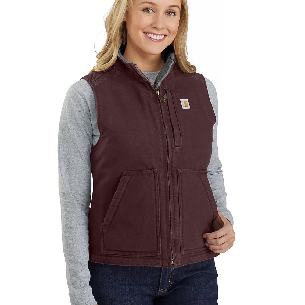 Carhartt Brown Insulated Vest with High Collar